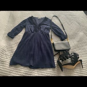 Dex Women’s size M or 6-8 size sheer royal blue polka dot day to night dress